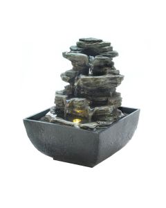 TIERED ROCK FORMATION TABLETOP FOUNTAIN